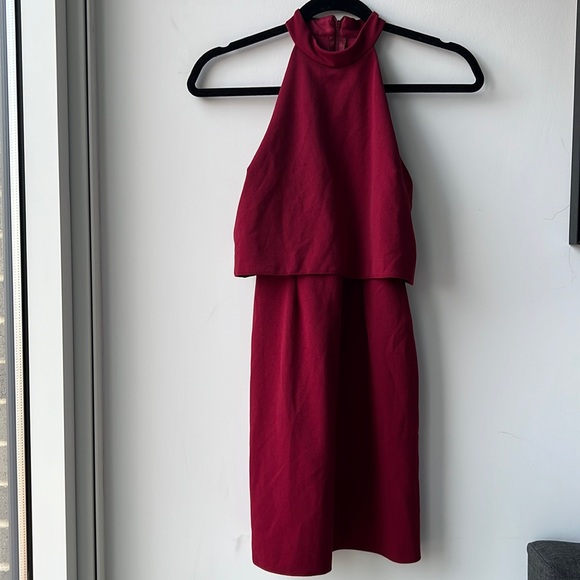 Asos Petite Double Layer Red Dress High Neck Line Size 2 NWOT - Picture 5 of 13